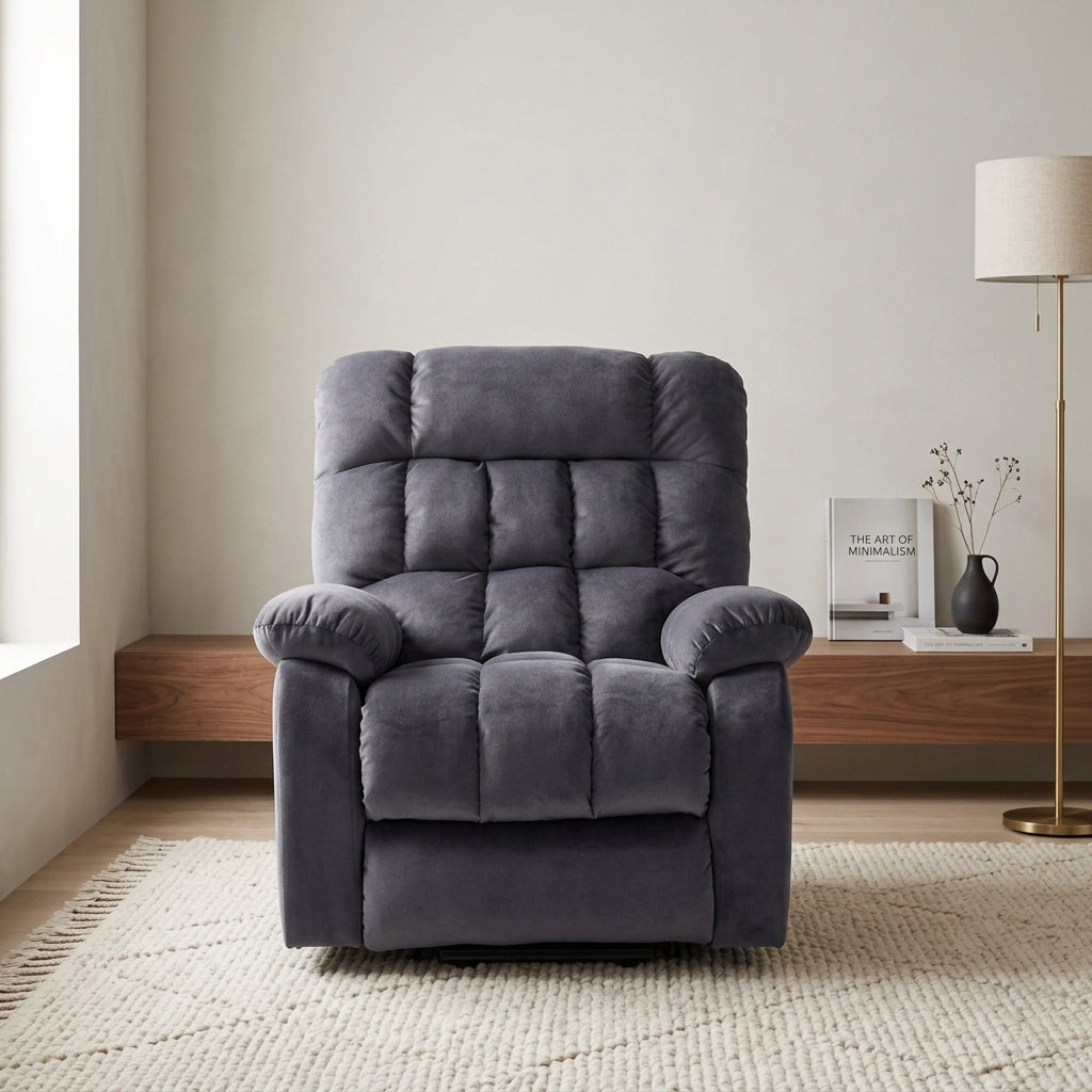 Recliner Armchair Electric Power Lift Sofa with Massage and Heat for Elderly 2 Side Pockets USB Ports Single Recliner Chairs
