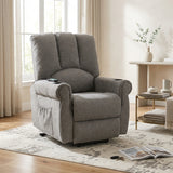 Recliner Armchair Electric Lift Grey Senior Chair - Single Motor, Heated Massage, Stand Assist