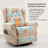 Recliner Armchair Dual Motor Lift Chair for Elderly Infinite Position Lay Flat Recliner with Heat Massage Up to 300 LBS Electric Power Lift Recliner Chair Sofa
