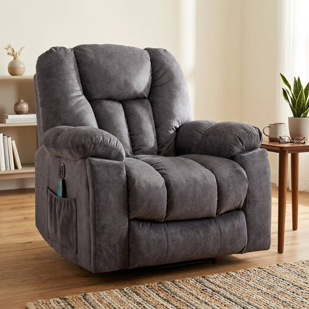 (Pictures Change)Power Massage Lift Recliner Chair with Heat & Vibration for Elderly, Heavy Duty and Safety Motion Reclining Mechanism - Antiskid Fabric Sofa Contempoary Overstuffed Design