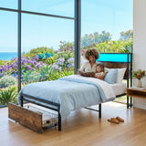 Audreamy Hudson Bed Frame with Storage Drawers Black Wood