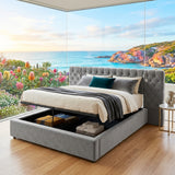 Audreamy Maelis Ottoman Bed Grey Velvet