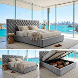 Audreamy Maelis Ottoman Bed Grey Velvet