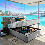 Audreamy Maelis Ottoman Bed Grey Velvet