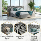 Audreamy Maelis Ottoman Bed Grey Velvet
