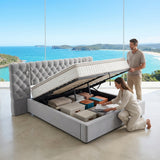 Audreamy Maelis Ottoman Bed Grey Velvet