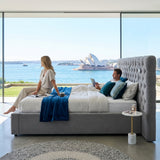 Audreamy Maelis Ottoman Bed Grey Velvet
