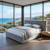Audreamy Maelis Ottoman Bed Grey Velvet