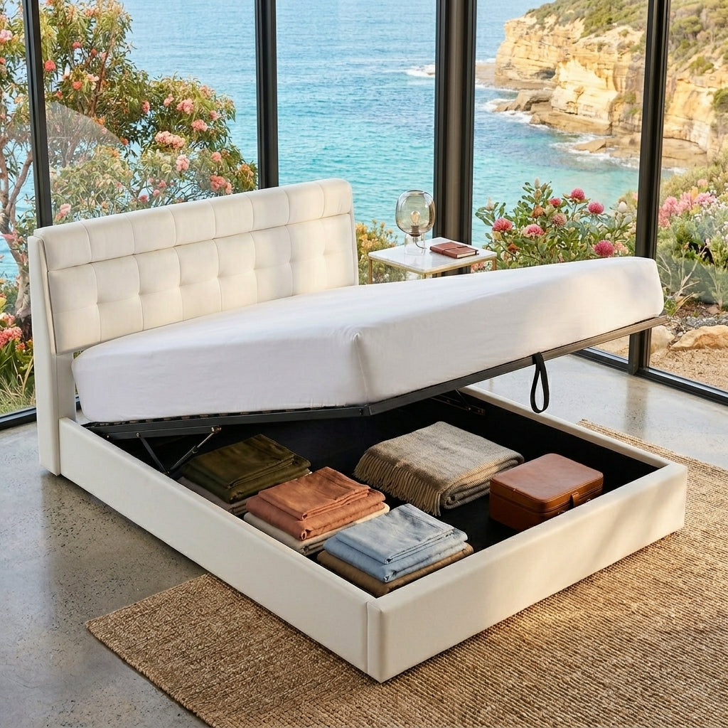 Audreamy Sterling Ottoman Bed White PU