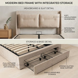 Audreamy Camden Ottoman Bed Beige Velvet