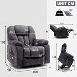 (Pictures Change)Power Massage Lift Recliner Chair with Heat & Vibration for Elderly, Heavy Duty and Safety Motion Reclining Mechanism - Antiskid Fabric Sofa Contempoary Overstuffed Design