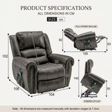 Large Power Lift Recliner Chairs with Massage and Heat for Elderly Big People, Massage Chair Heavy Duty Electric Faux Leather Reclining Chairs with USB Port and 2 Side Pockets