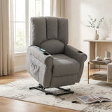 Recliner Armchair Electric Lift Grey Senior Chair - Single Motor, Heated Massage, Stand Assist