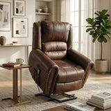 Recliner Armchair Large Power Lift with Massage and Heat, Massage  Chair Heavy Duty Electric Faux Leather Reclining Chairs