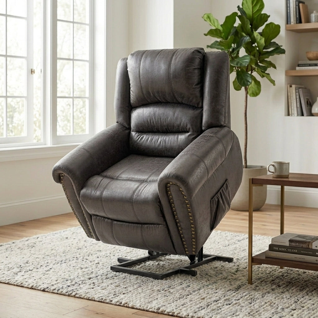 Large Power Lift Recliner Chairs with Massage and Heat for Elderly Big People, Massage Chair Heavy Duty Electric Faux Leather Reclining Chairs with USB Port and 2 Side Pockets