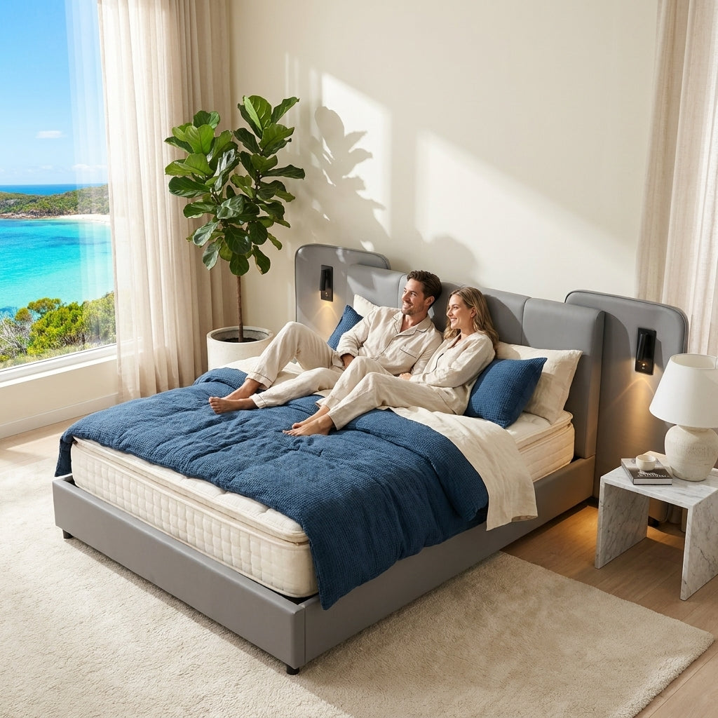 Audreamy Rowan Upholstered Bed Grey PU Double