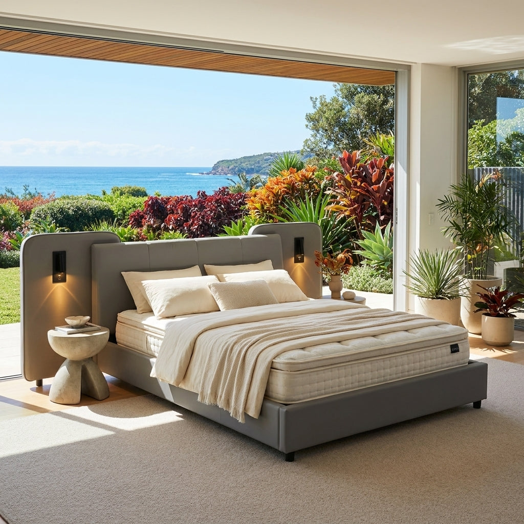 Audreamy Rowan Upholstered Bed Grey PU Double
