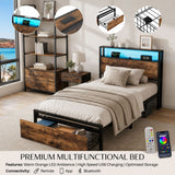 Audreamy Hudson Bed Frame with Storage Drawers Black Wood