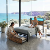 Audreamy Hudson Bed Frame with Storage Drawers Black Wood