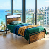Audreamy Hudson Bed Frame with Storage Drawers Black Wood