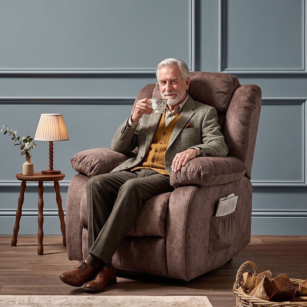 Audreamy Riser Recliner Chair Velvet Taupe with Massage & Heat