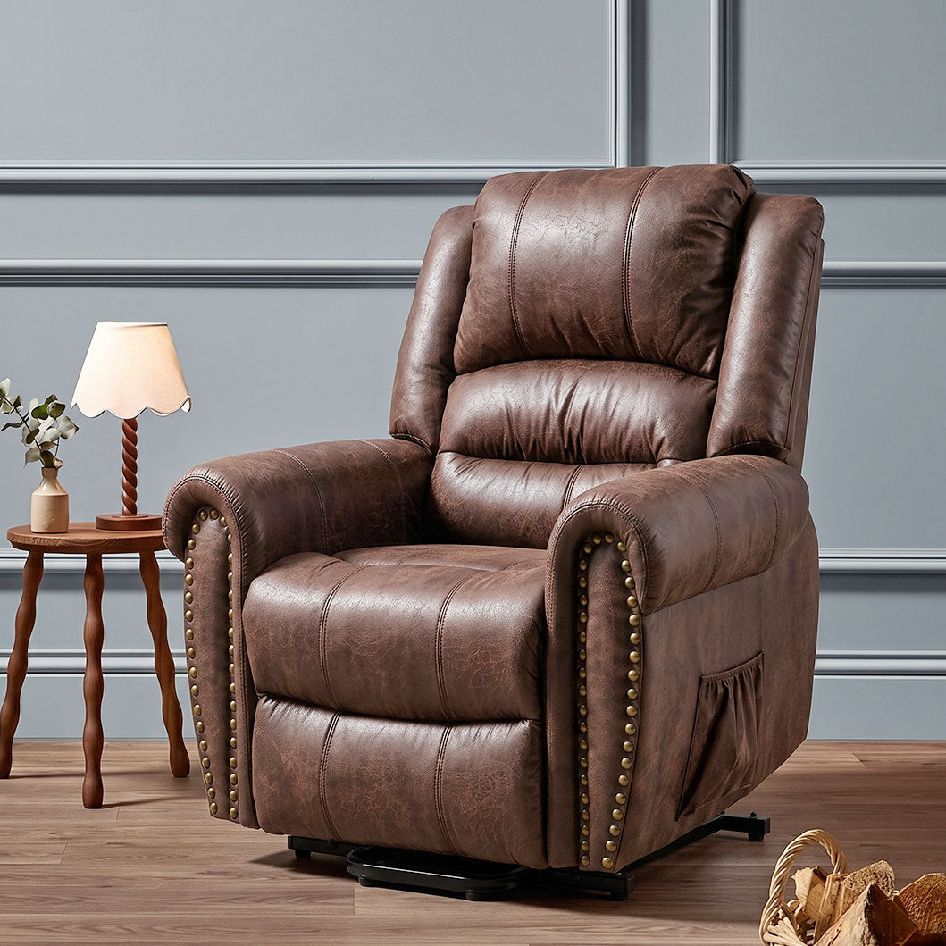 Recliner Armchair Large Power Lift with Massage and Heat, Massage  Chair Heavy Duty Electric Faux Leather Reclining Chairs