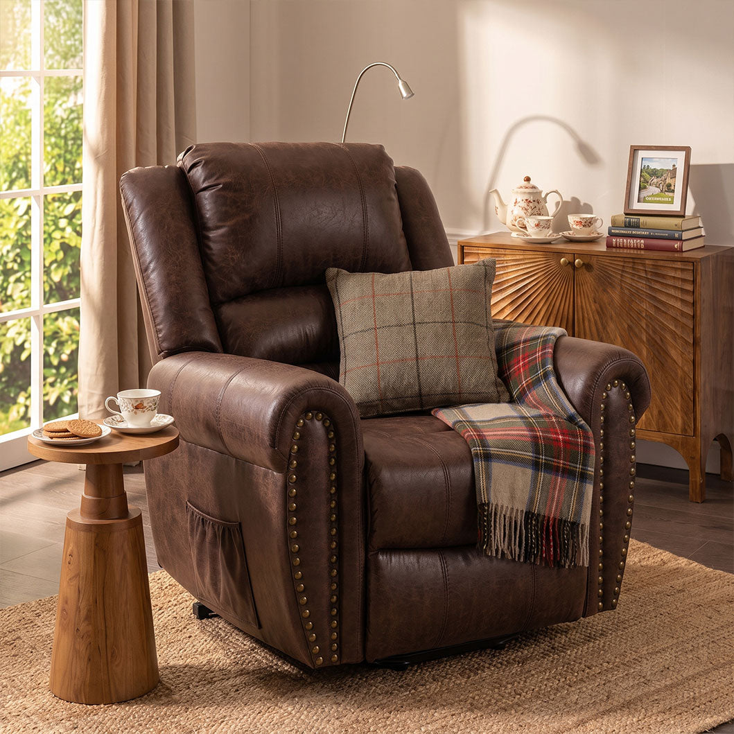 Recliner Armchair Large Power Lift with Massage and Heat, Massage  Chair Heavy Duty Electric Faux Leather Reclining Chairs