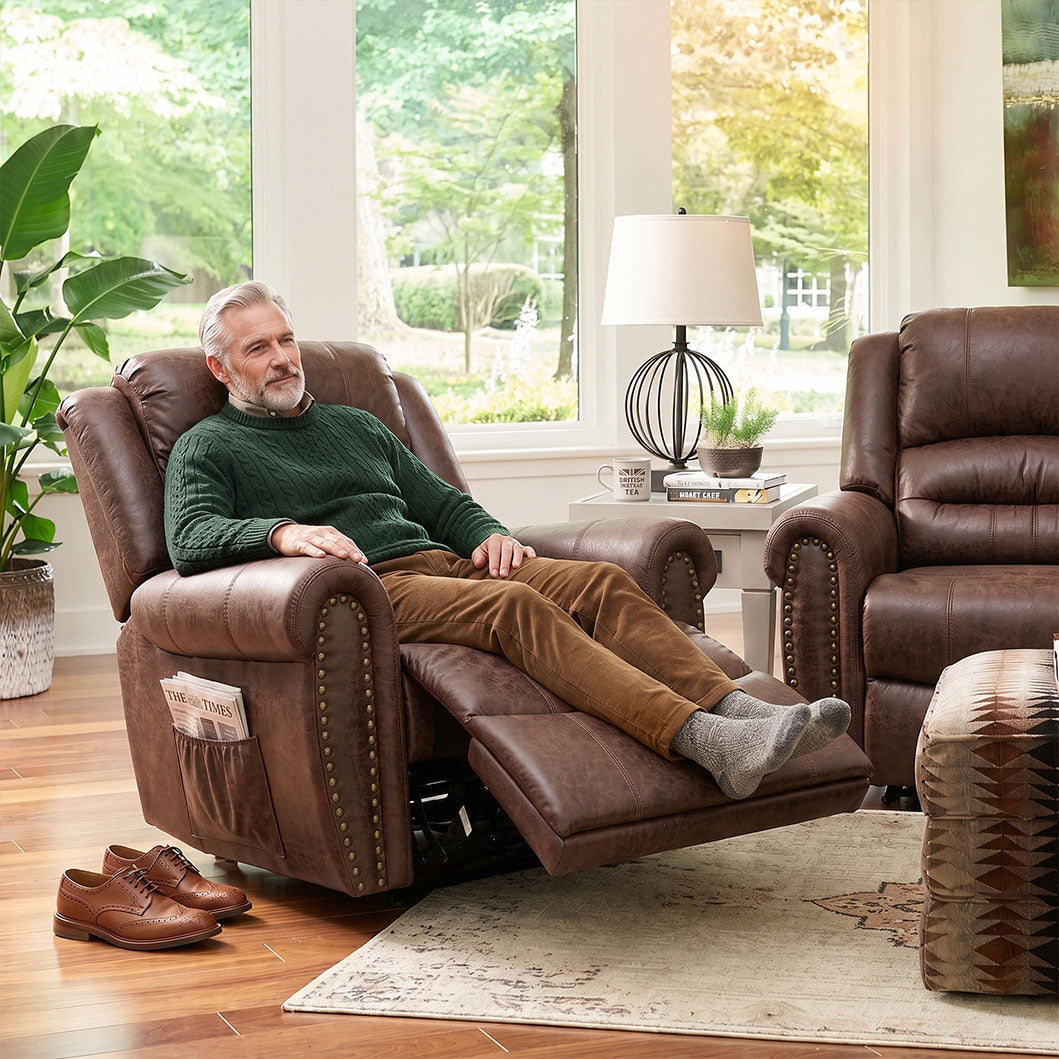Recliner Armchair Large Power Lift with Massage and Heat, Massage  Chair Heavy Duty Electric Faux Leather Reclining Chairs