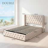 Audreamy Verona Ottoman Bed Beige Velvet