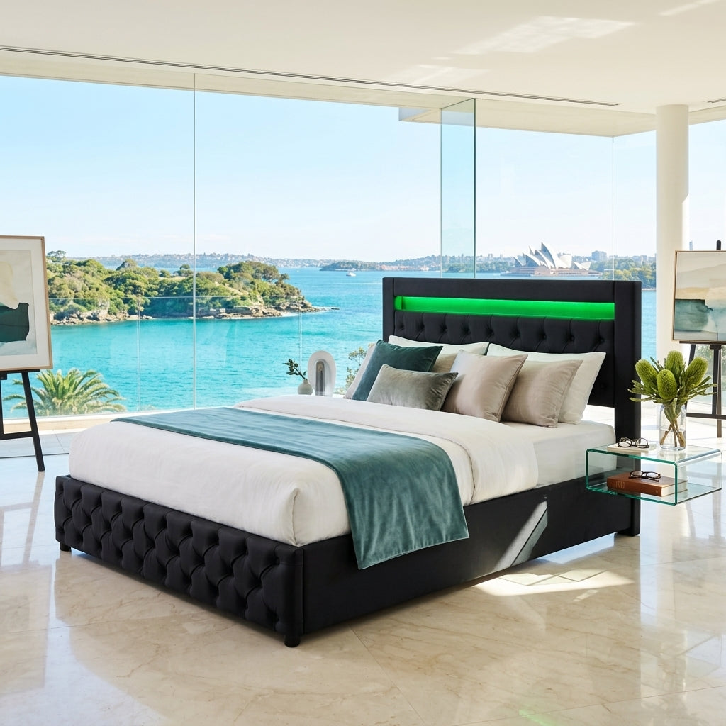Audreamy Milano Ottoman Bed Black PU Double