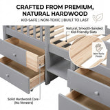 Audreamy Kestrel Low Loft Bed Grey Wooden Single with Storage