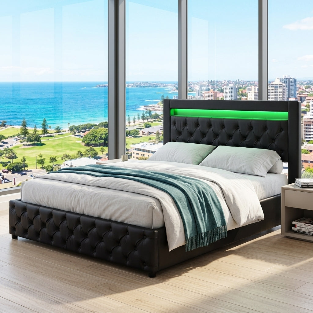 Audreamy Milano Ottoman Bed Black PU Double
