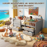 Audreamy Kestrel Low Loft Bed Grey Wooden Single with Storage