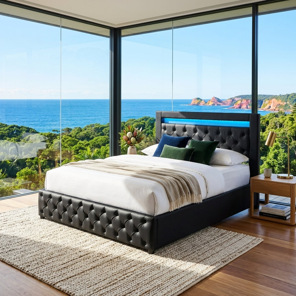 Audreamy Milano Ottoman Bed Black PU Double