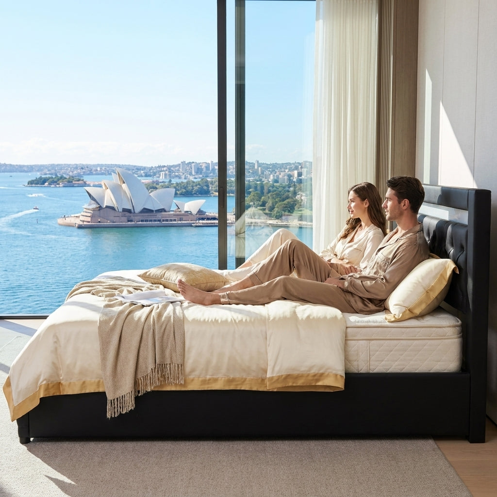 Audreamy Milano Ottoman Bed Black PU Double