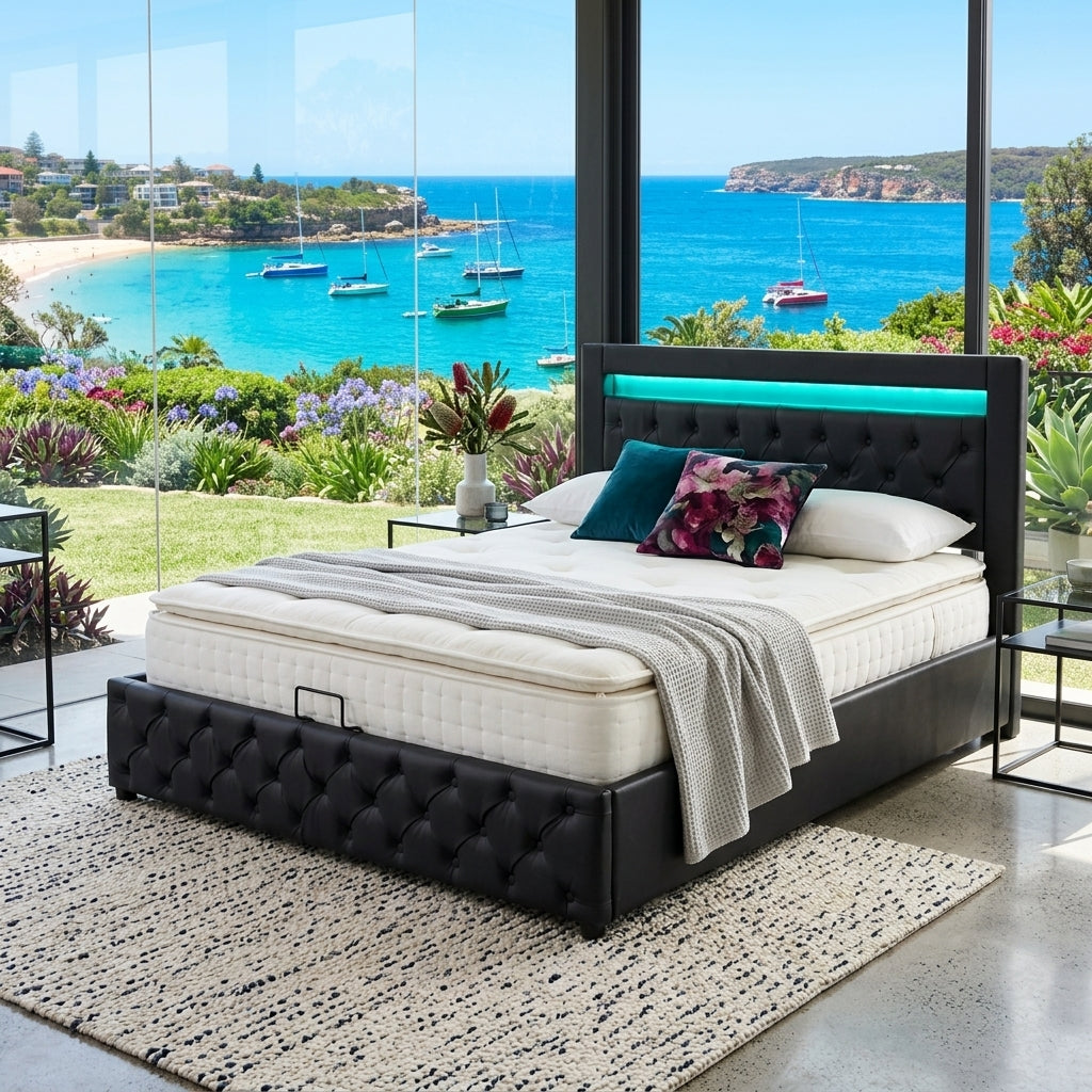 Audreamy Milano Ottoman Bed Black PU Double
