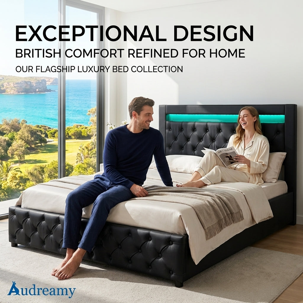 Audreamy Milano Ottoman Bed Black PU Double