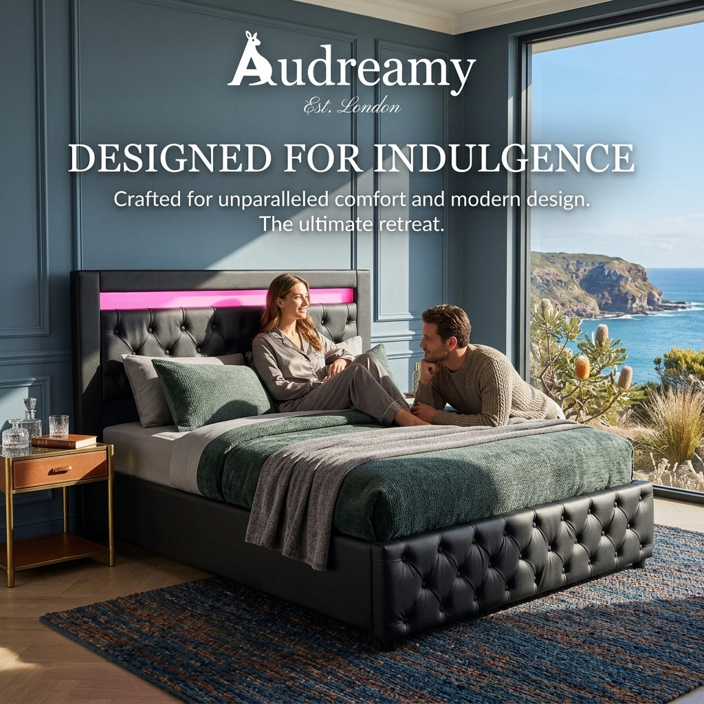 Audreamy Milano Ottoman Bed Black PU Double