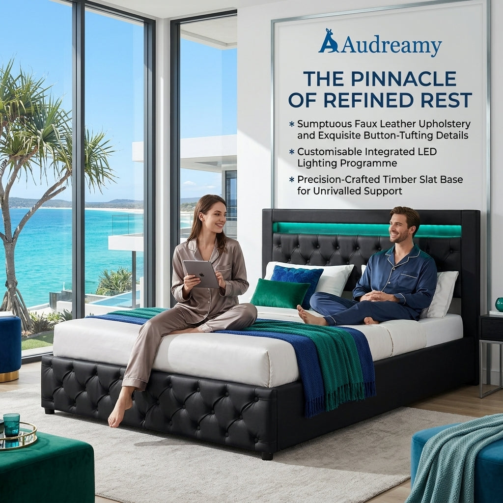 Audreamy Milano Ottoman Bed Black PU Double