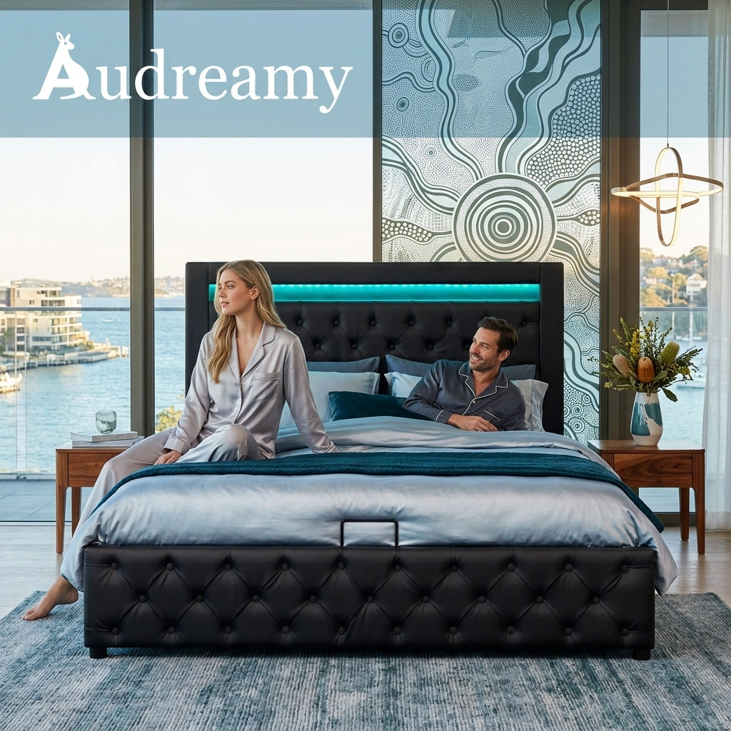 Audreamy Milano Ottoman Bed Black PU Double