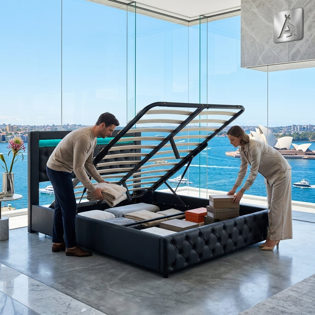 Audreamy Milano Ottoman Bed Black PU Double