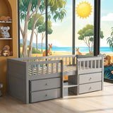 Audreamy Kestrel Low Loft Bed Grey Wooden Single with Storage