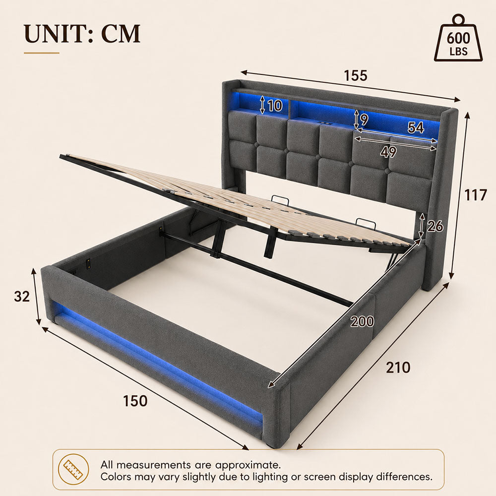 Audreamy Neo Ottoman Bed Grey Linen