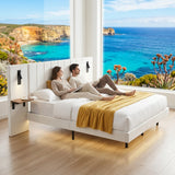 Audreamy Arbor Upholstered Bed Frame with LED Light, Storage Headboard White Velvet King