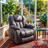 Power Massage Lift Recliner Chair with Heat & Vibration for Elderly, Heavy Duty and Safety Motion Reclining Mechanism - Antiskid Fabric Sofa Contempoary Overstuffed Design