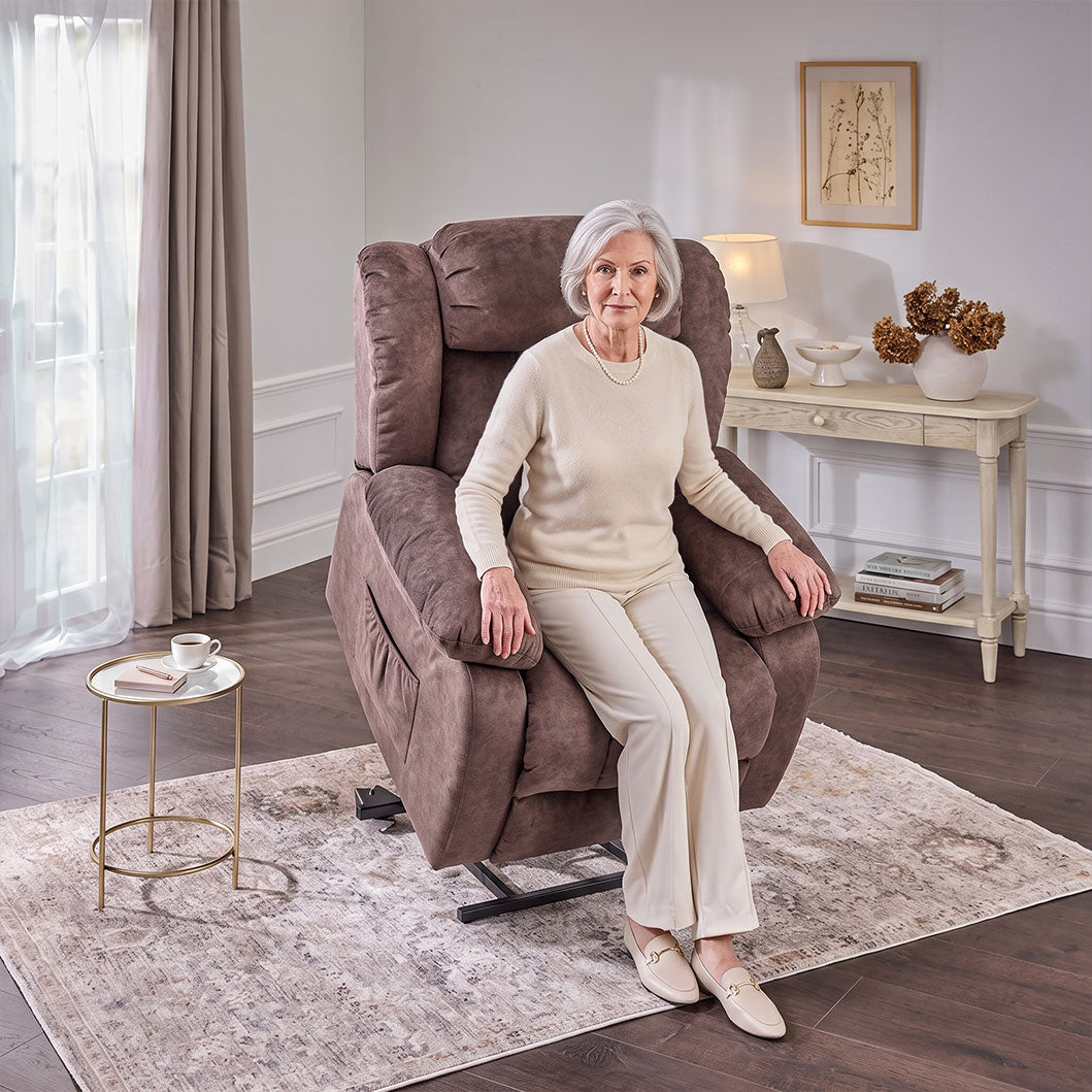 Audreamy Riser Recliner Chair Velvet Taupe with Massage & Heat
