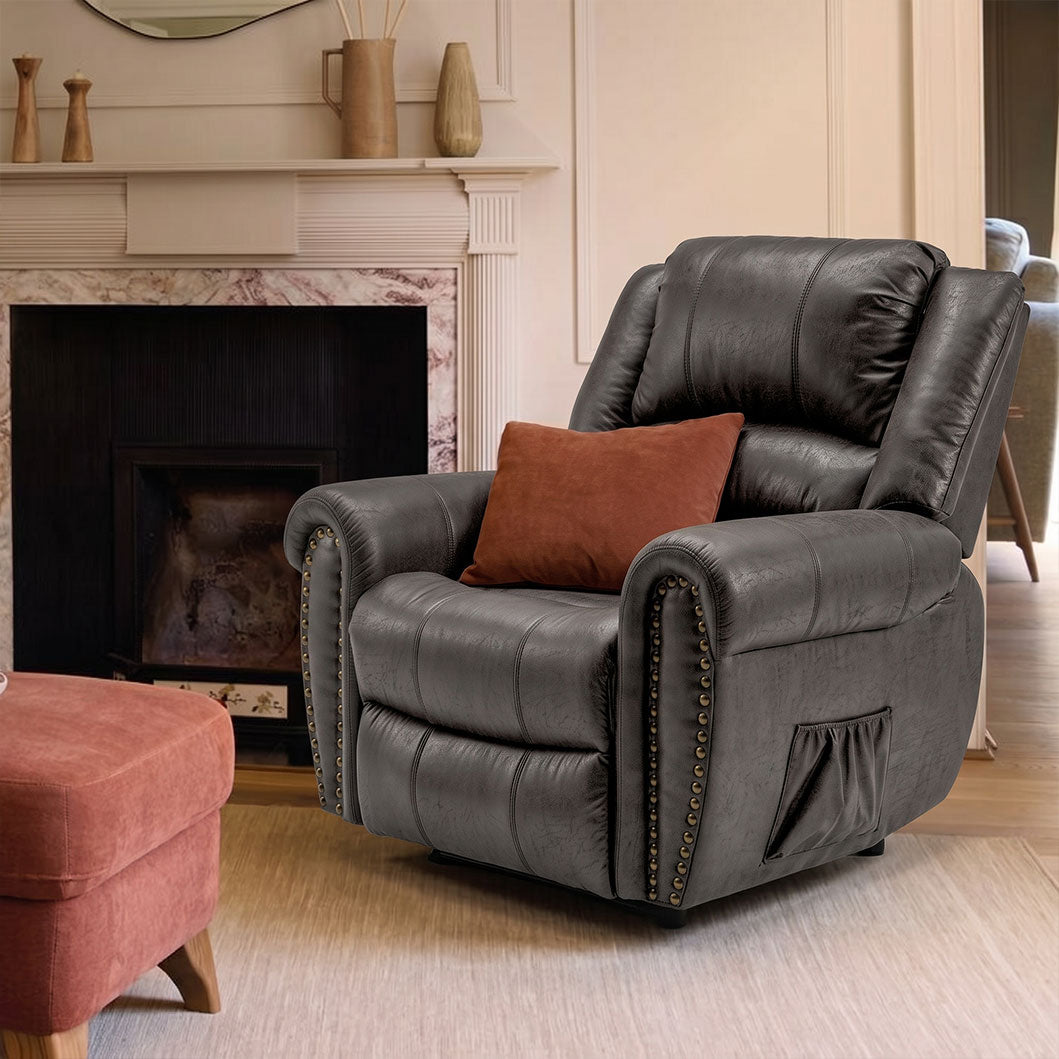 Large Power Lift Recliner Chairs with Massage and Heat for Elderly Big People, Massage Chair Heavy Duty Electric Faux Leather Reclining Chairs with USB Port and 2 Side Pockets