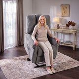 Recliner Armchair Electric Lift Grey Senior Chair - Single Motor, Heated Massage, Stand Assist