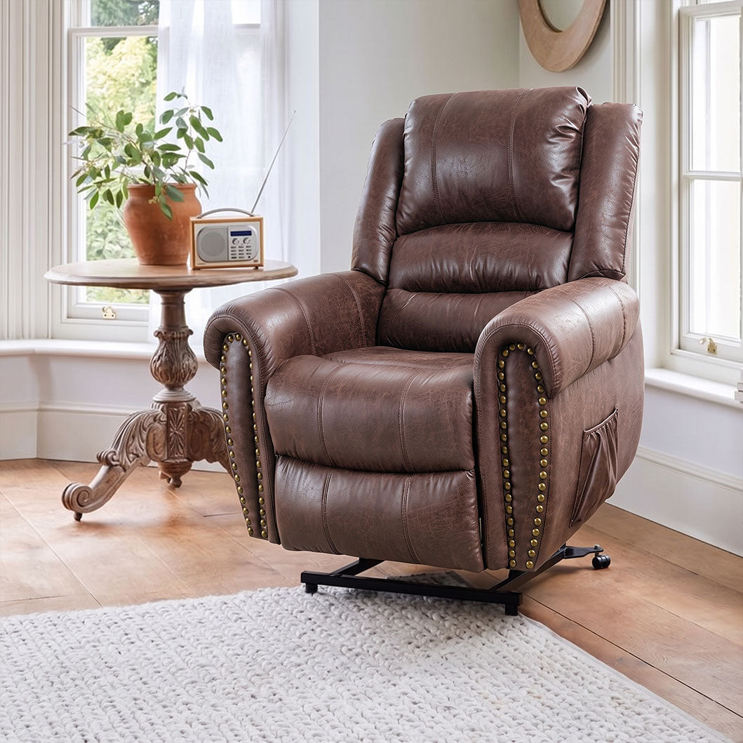 Recliner Armchair Large Power Lift with Massage and Heat, Massage  Chair Heavy Duty Electric Faux Leather Reclining Chairs