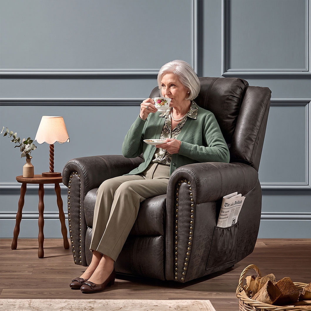 Large Power Lift Recliner Chairs with Massage and Heat for Elderly Big People, Massage Chair Heavy Duty Electric Faux Leather Reclining Chairs with USB Port and 2 Side Pockets